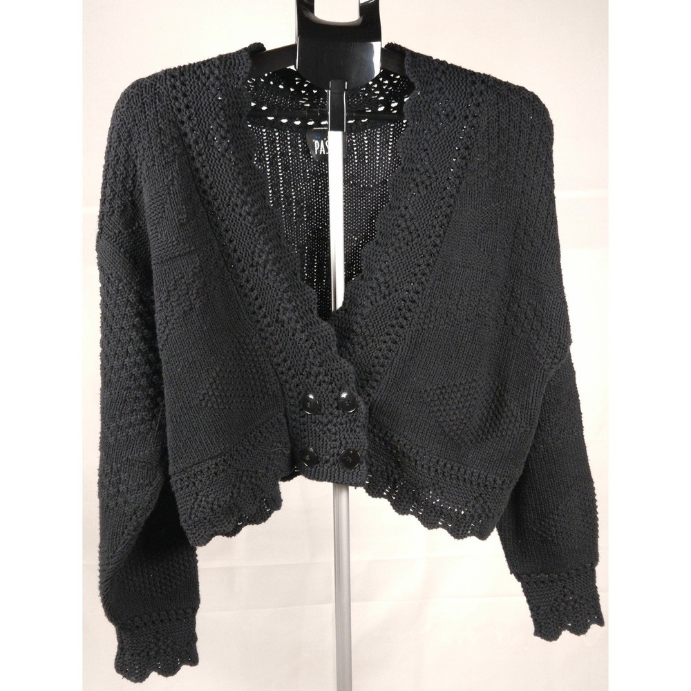 Vintage Women's Large Oversize 100% Cotton Cardigan Scalloped Whimsigoth